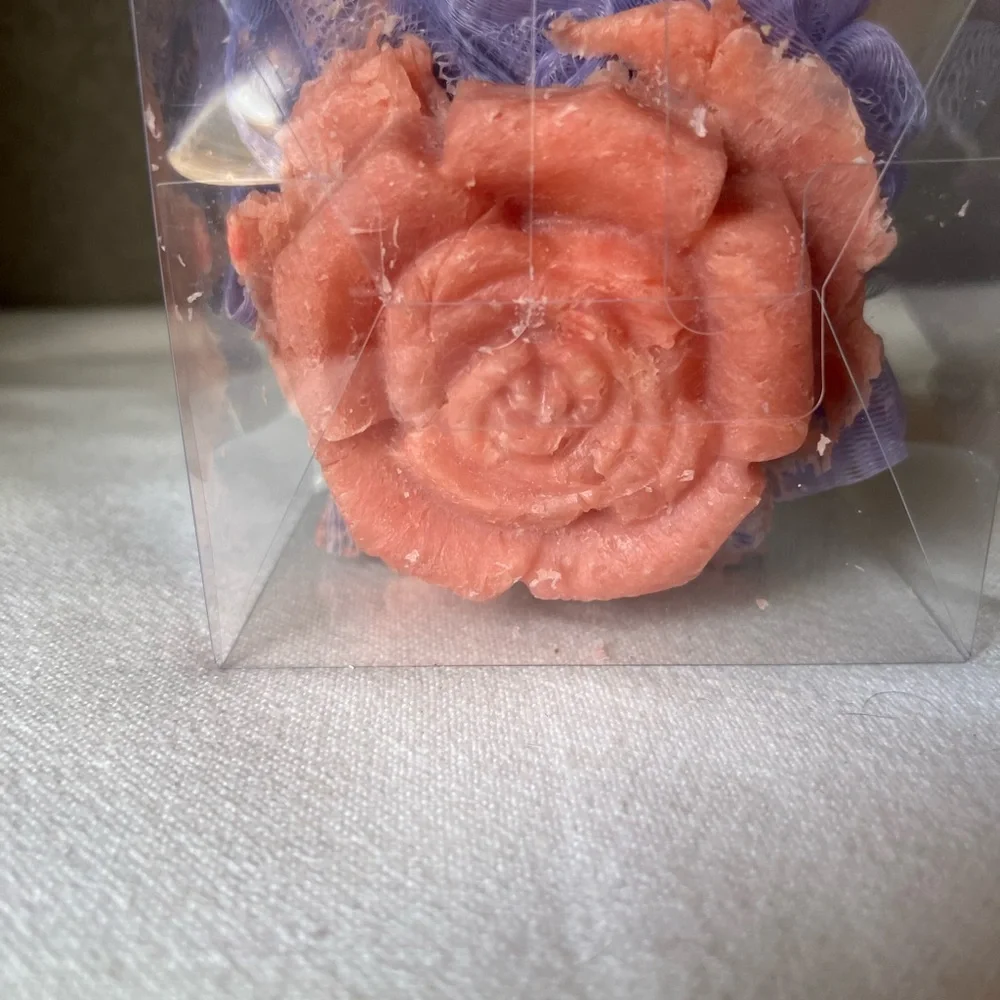 Watermelon soap Purple Shower Pouf with Cheshire Cat Design